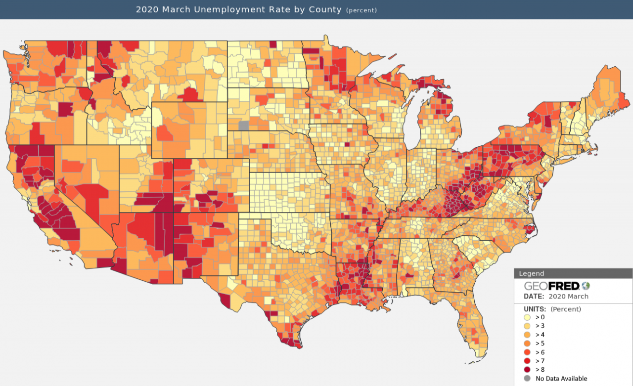 USA unemployment rates March 2020